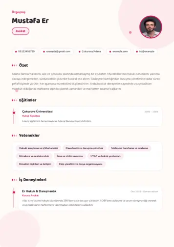Avukat Cv Örnekleri cv indir